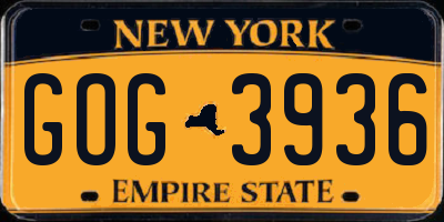 NY license plate GOG3936