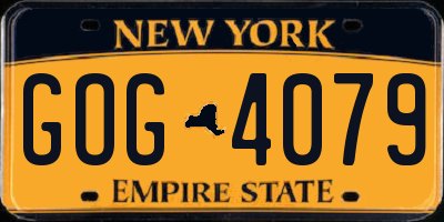 NY license plate GOG4079