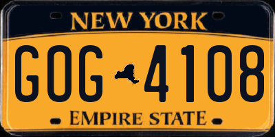 NY license plate GOG4108