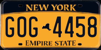 NY license plate GOG4458