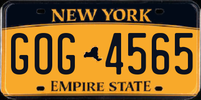 NY license plate GOG4565