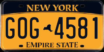 NY license plate GOG4581