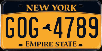 NY license plate GOG4789