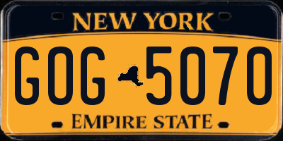 NY license plate GOG5070