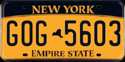 NY license plate GOG5603