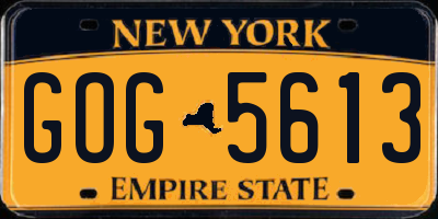 NY license plate GOG5613