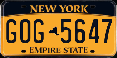 NY license plate GOG5647