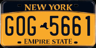 NY license plate GOG5661