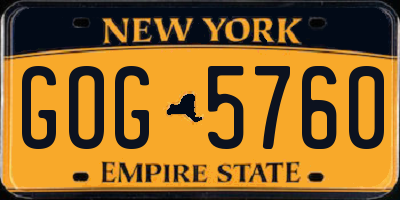 NY license plate GOG5760