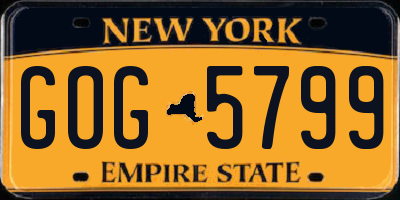 NY license plate GOG5799