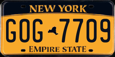 NY license plate GOG7709