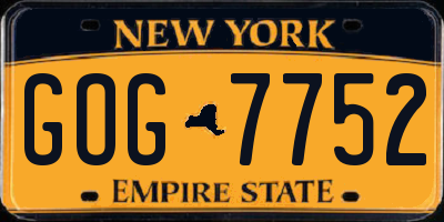 NY license plate GOG7752