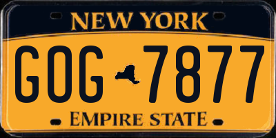 NY license plate GOG7877