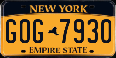 NY license plate GOG7930