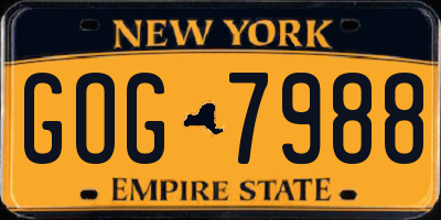 NY license plate GOG7988