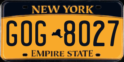 NY license plate GOG8027