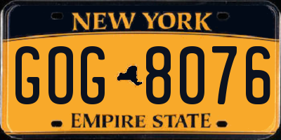 NY license plate GOG8076