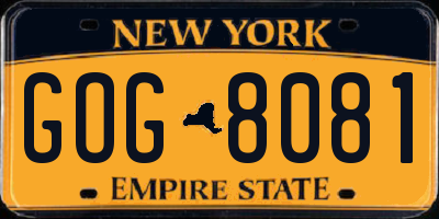 NY license plate GOG8081