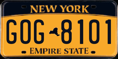 NY license plate GOG8101