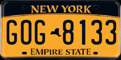 NY license plate GOG8133