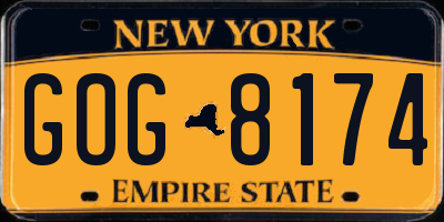 NY license plate GOG8174