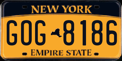 NY license plate GOG8186