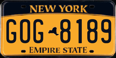 NY license plate GOG8189