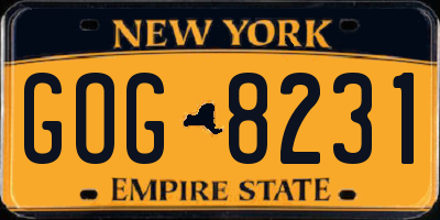NY license plate GOG8231