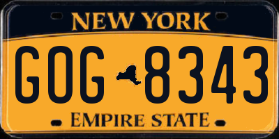 NY license plate GOG8343