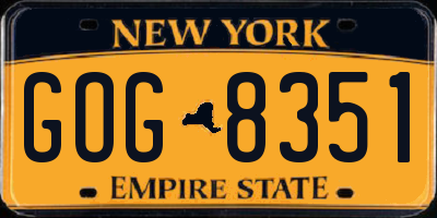 NY license plate GOG8351