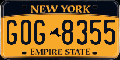 NY license plate GOG8355