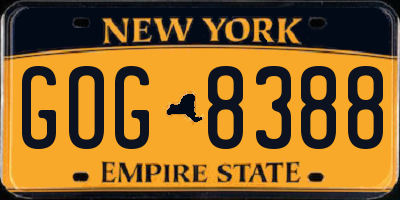 NY license plate GOG8388