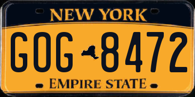 NY license plate GOG8472