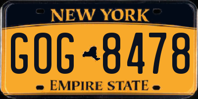 NY license plate GOG8478