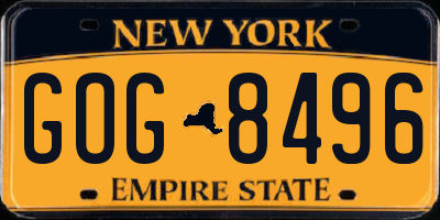 NY license plate GOG8496