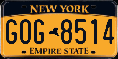 NY license plate GOG8514