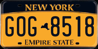 NY license plate GOG8518