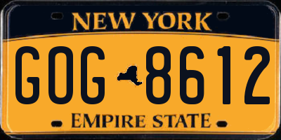 NY license plate GOG8612