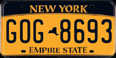 NY license plate GOG8693