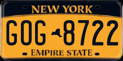 NY license plate GOG8722