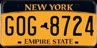NY license plate GOG8724