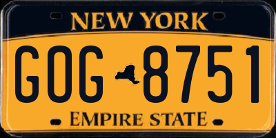 NY license plate GOG8751
