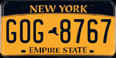 NY license plate GOG8767