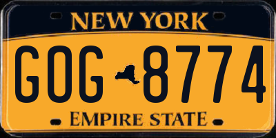 NY license plate GOG8774