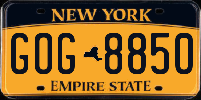 NY license plate GOG8850