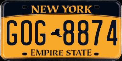 NY license plate GOG8874