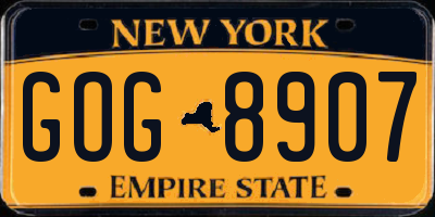 NY license plate GOG8907
