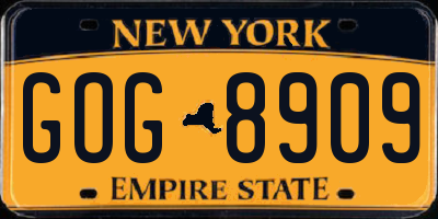 NY license plate GOG8909