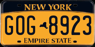 NY license plate GOG8923