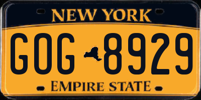 NY license plate GOG8929